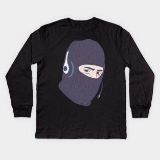 Scam Caller - Ski Mask - Vishing Kids Long Sleeve T-Shirt